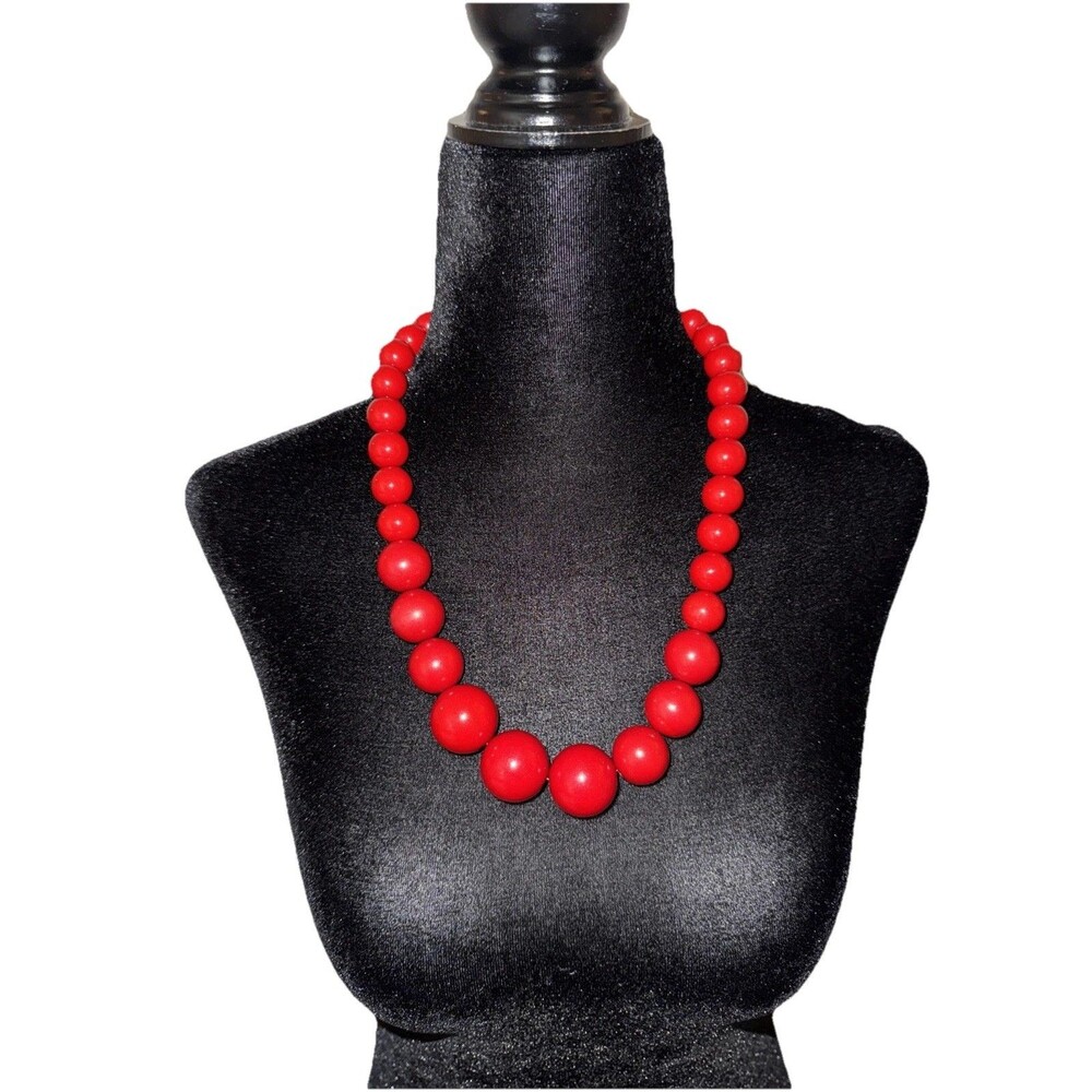 11” Fashion Jewelry Red Beaded Necklace